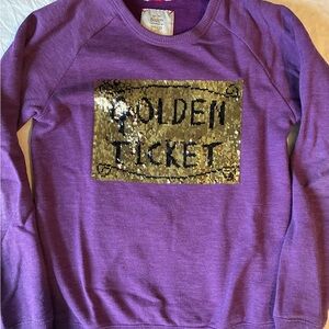 Mini Boden Purple 'Golden Ticket' Reversible Sequin Sweatshirt - age 11-12